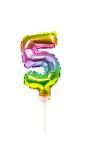 Regenboog taart topper cijfer 5 folieballon