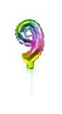 Regenboog taart topper cijfer 9 folieballon