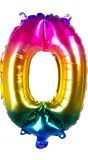 Regenboog XL folieballon cijfer 0
