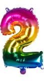 Regenboog XL folieballon cijfer 2