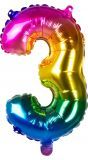 Regenboog XL folieballon cijfer 3