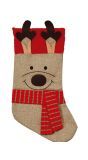 Rendier kerstsok van jute 50 cm