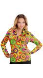 Retro 70s blouse cirkels vrouwen