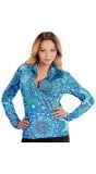 Retro blouse blauw vrouwen