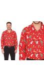 Rode foute kerstman print overhemd heren
