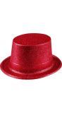 Rode glitter hoge hoed