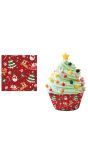 Rode kerstfiguren muffinvormpjes papier 50 stuks