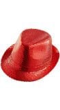 Rode pailletten hoed