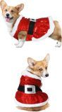 Rode pailletten kerstman kostuum honden