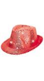 Rode party glitter LED trilby hoed