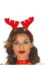Rode rendier hoofband met kerstbellen