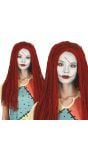 Rode wol lang haar pruik halloween