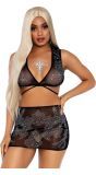 Rokje en crop top met strass sexy