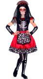 Rood dia de los muertos outfit meisje