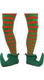 Rood groen gestreepte kerst elf panty unisex