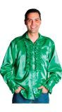 Rouches blouse donkergroen luxe man