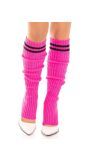 Roze Beenwarmers met strepen dames