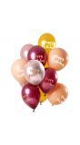 Roze gouden happy birthday ballonnen 12 stuks