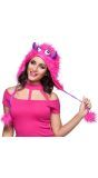 Roze monster muts pluche