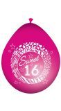 Roze sweet 16 ballonnen 8 stuks