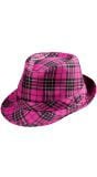 Roze tartan hoed