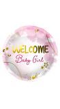 Roze welkome baby girl folieballon