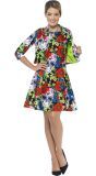 Schedel en Bloemen Jurk Dames Meerkleurig