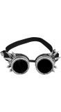 Steampunk bril met punten zilver
