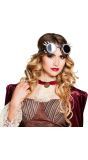 Steampunk bril met punten zilver