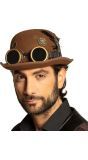 Steampunk bruine hoed met veer