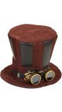 Steampunk hoge hoed met bril