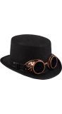 Steampunk hoge hoed met goggles