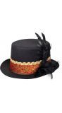 Steampunk zwarte hoed met veer