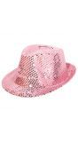 Trilby pailletten hoed roze