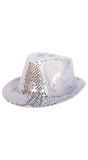 Trilby pailletten hoed zilver