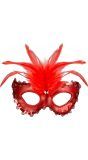 Venetiaans oogmasker met veren rood