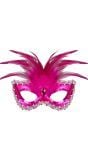 Venetiaans oogmasker met veren roze