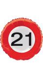 Verkeersbord 21 jaar folieballon