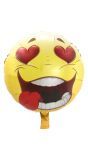 Verliefde emoticon geel folieballon