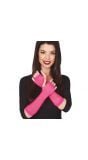 Visnet handschoenen neon roze lang