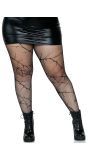 Visnet panty plus size zwarte scheuren