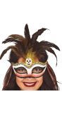 Voodoo masker met schedel en veer