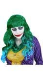 Vrouwen pruik groen the joker