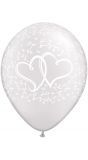 Witte ballonnen met parel hartjes 25 stuks