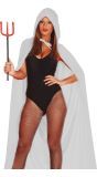 Witte fluwelen cape met capuchon 130 cm