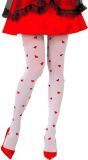 Witte panty met rode hartjes