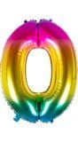 XXL regenboog ballon cijfer 0
