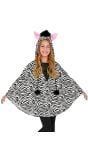 Zebra poncho met capuchon meisjes