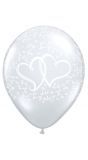 Zilver liefde met hartjes ballonnen 50 stuks