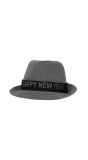 Zilveren happy new year fedora hoed